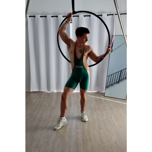 N2N Bodywear Dark Green Wrestling Singlet - Size M - Picture 1 of 10